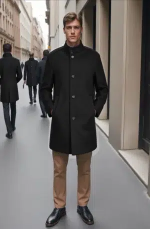 Men's Pure Cashmere Hip Length Car Coat