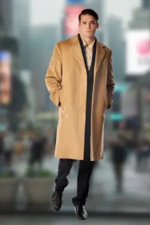 Men's Knee Length Topcoat in Pure Cashmere