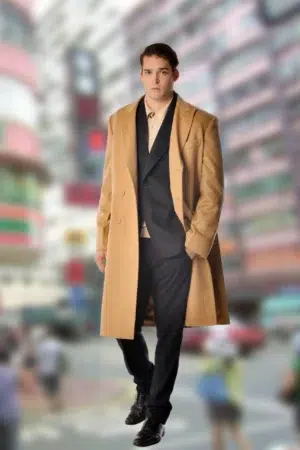 Men's Double Breasted Topcoat in Pure Cashmere