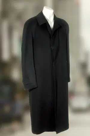 Pure Cashmere Full Length Overcoat with Raglan Sleeves for Men Black